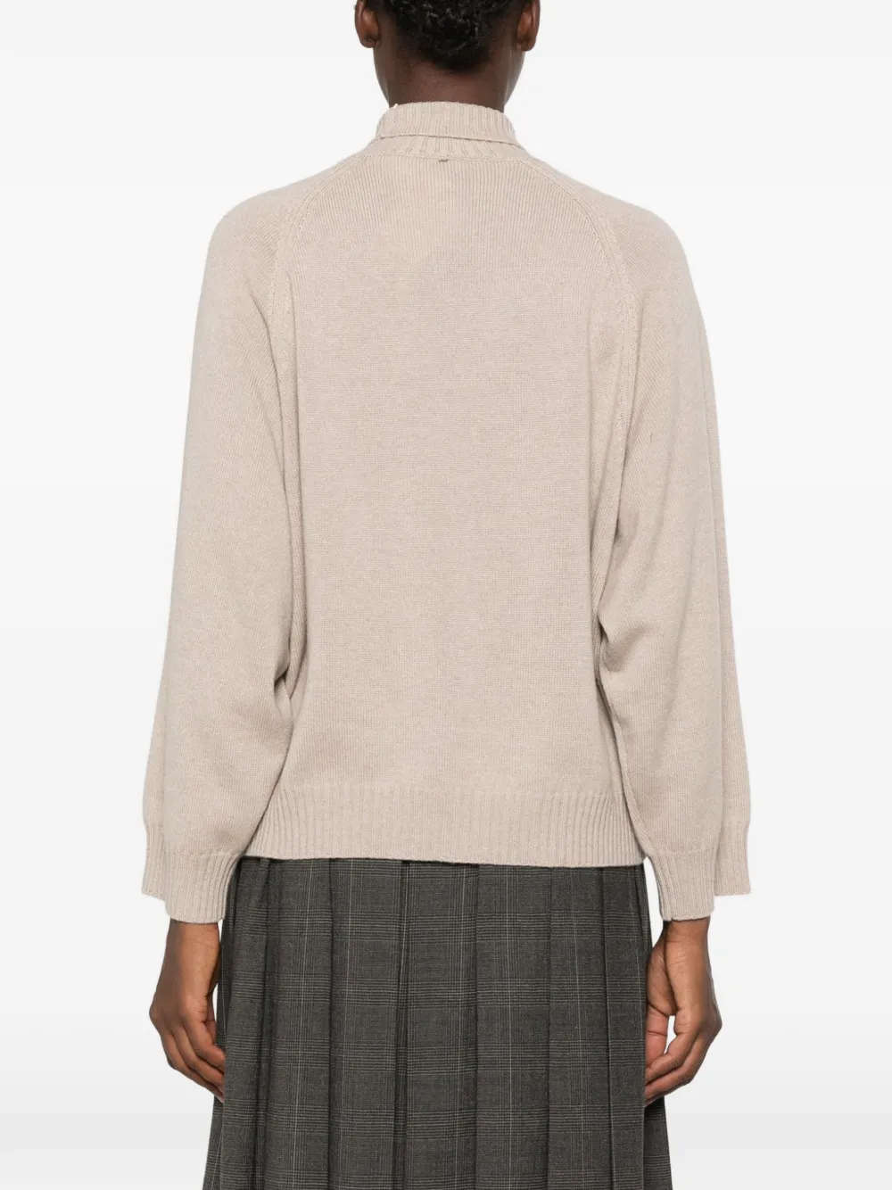 Brunello Cucinelli Trui met raglan mouwen en hoge hals Beige