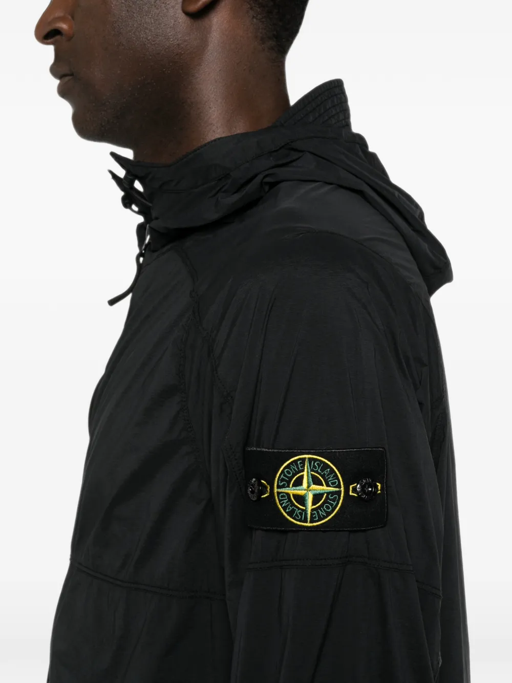 Stone Island Q100020 ultralight nylon stretch-tc jack Zwart