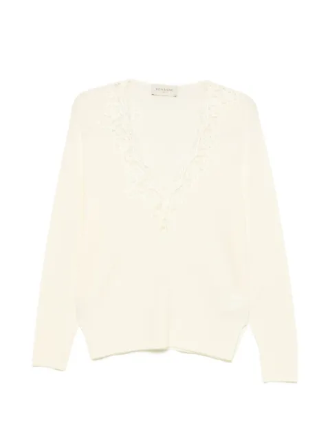 ERMANNO FIRENZE  pull orné de dentelle à col v Light