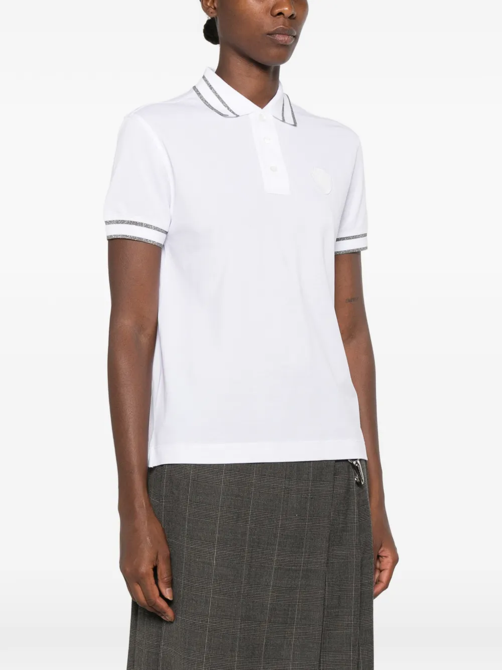 Brunello Cucinelli striped-trim polo shirt Wit