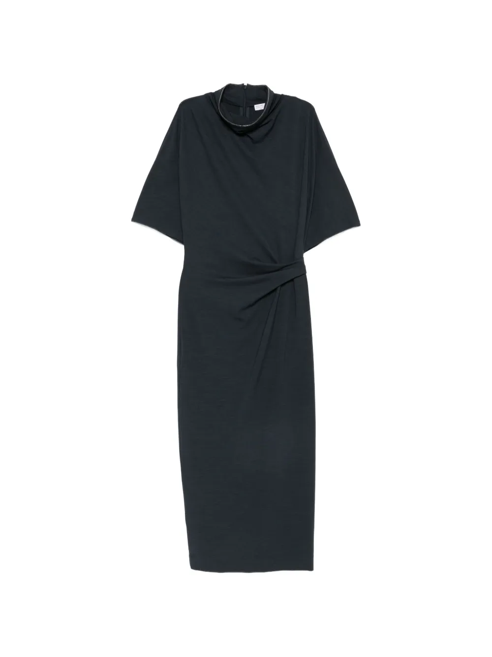 Brunello Cucinelli twisted-waist high-neck midi dress - Blu