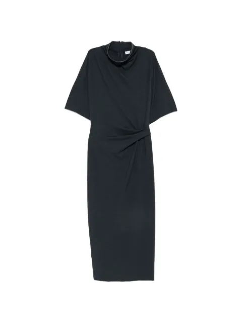 Brunello Cucinelli twisted-waist high-neck midi dress