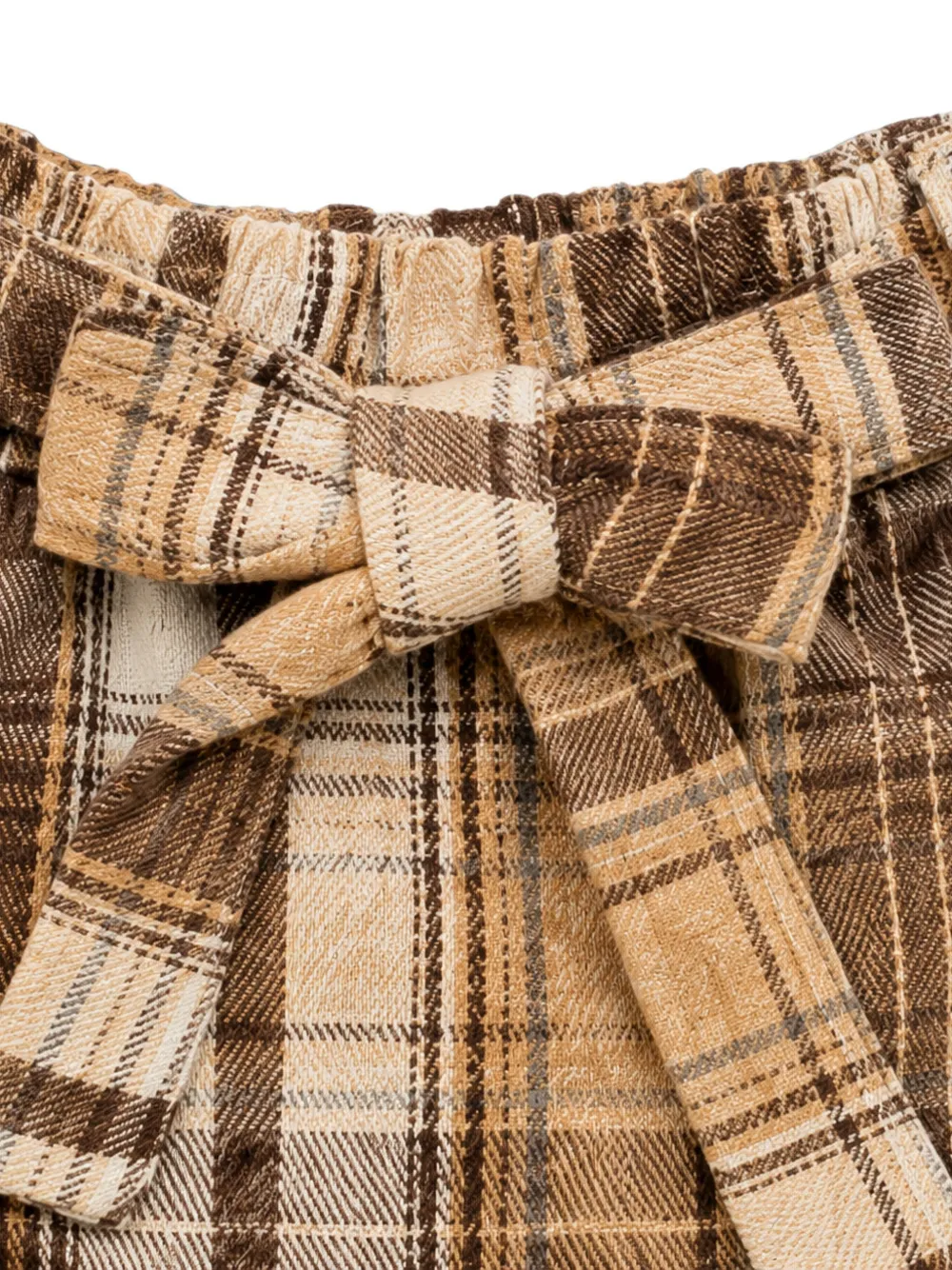 Miss Grant Kids Geruite shorts met ruches Bruin