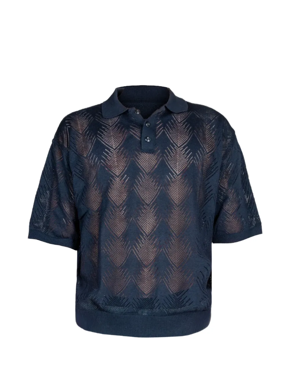 OFFICINA 36 chevron-knit polo shirt - Blu