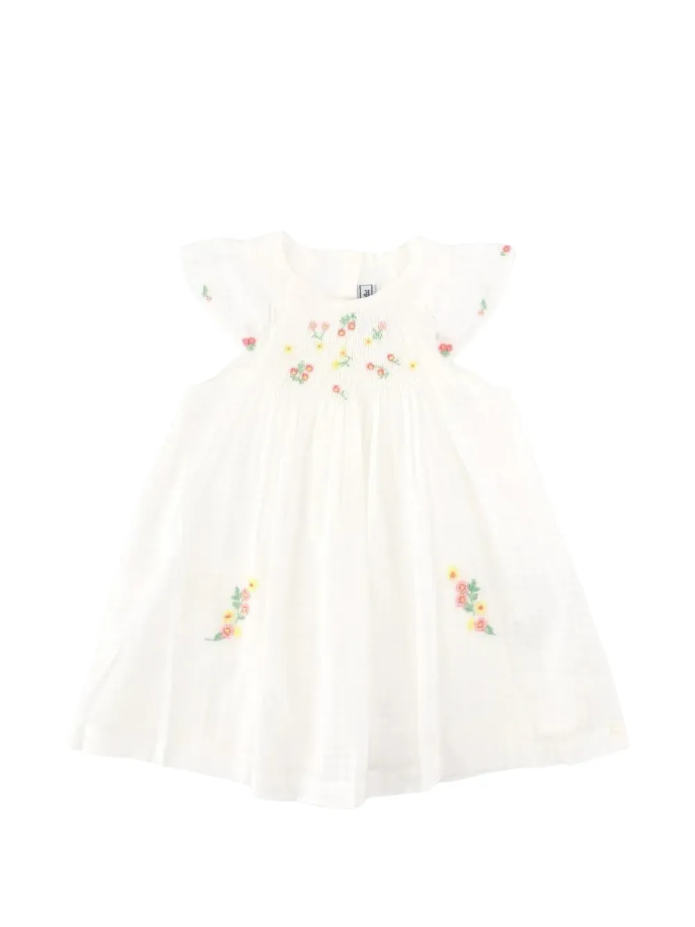 Tartine Et Chocolat floral-embroidered smocked dress - Weiß