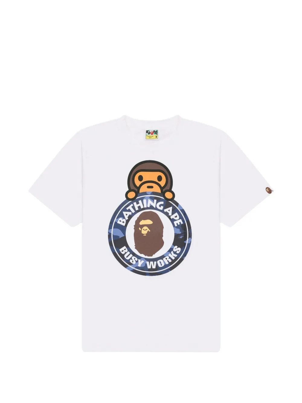 A BATHING APE® Color Camo Milo on Busy Works T-shirt - Bianco