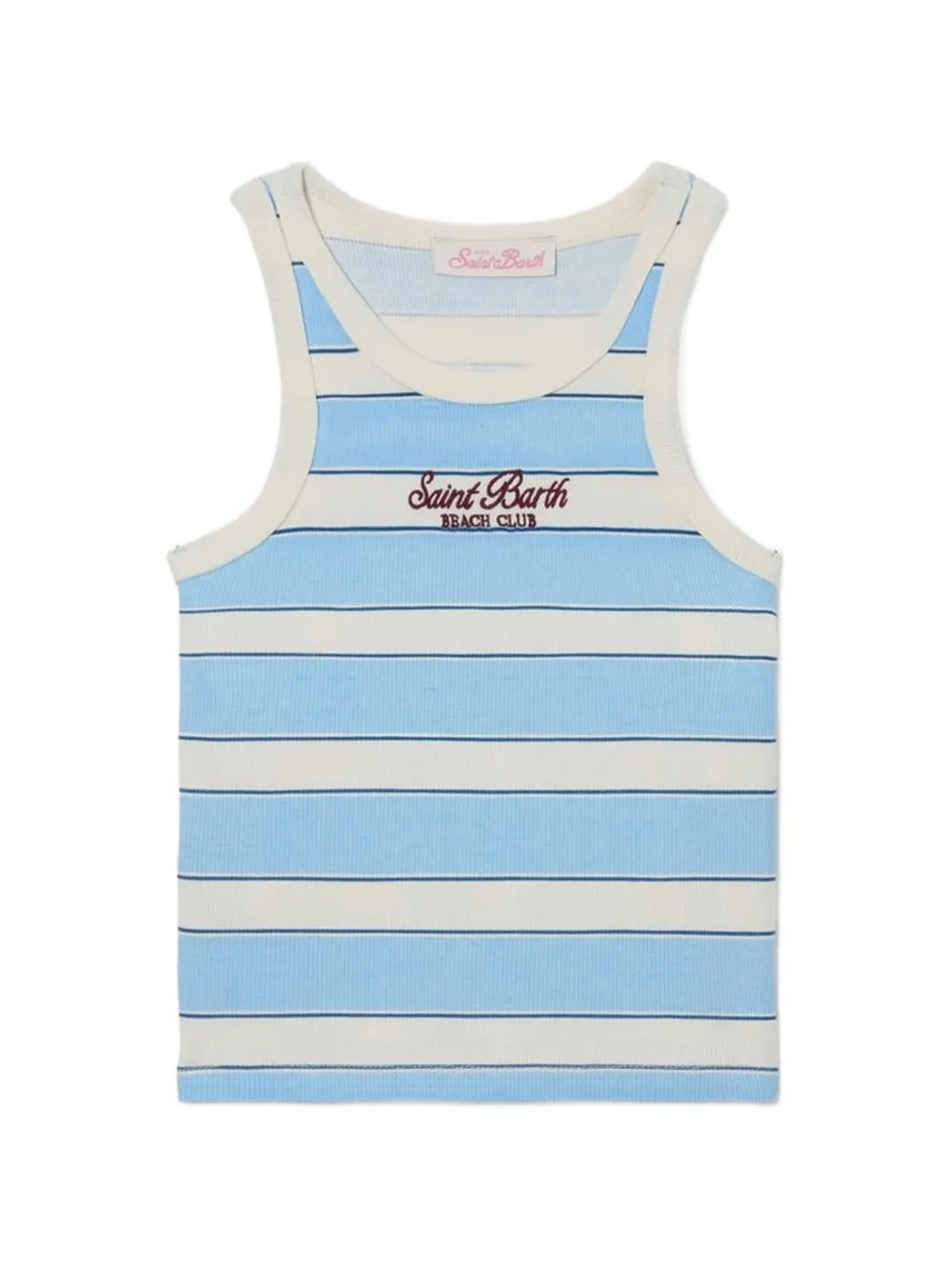 MC2 Saint Barth Kids Blue Jr gestreepte tanktop met geborduurd logo Blauw