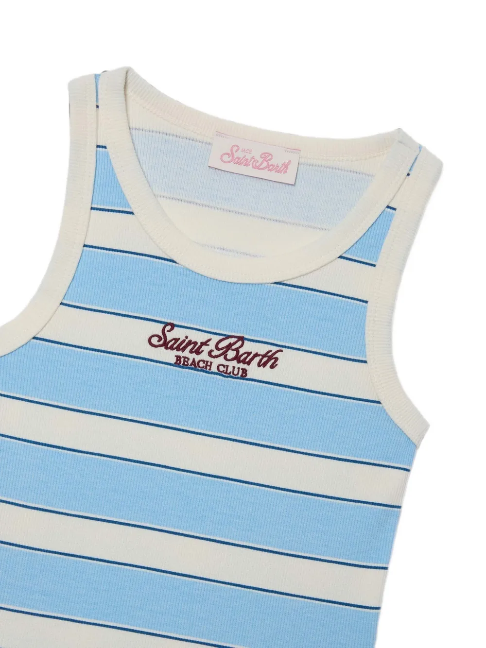 MC2 Saint Barth Kids Blue Jr gestreepte tanktop met geborduurd logo Blauw