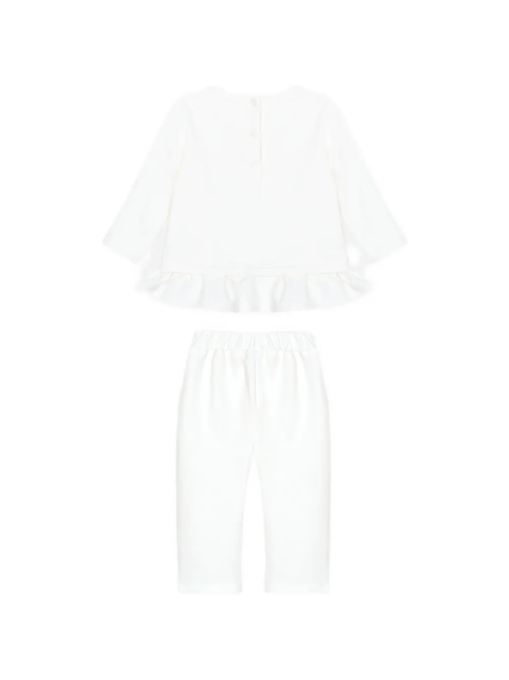 Patachou Fleece set met strikdetail en ruches Wit