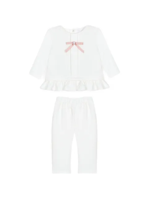 Patachou bow-detail ruffled fleece set