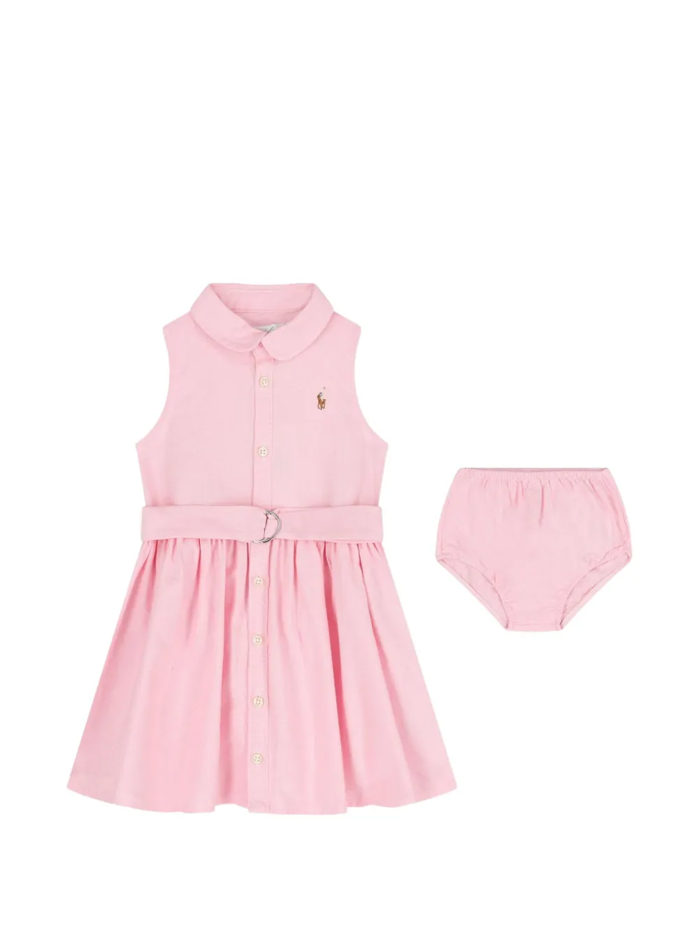 POLO RALPH LAUREN KIDS robe ceinturée à design sans manches - Rose