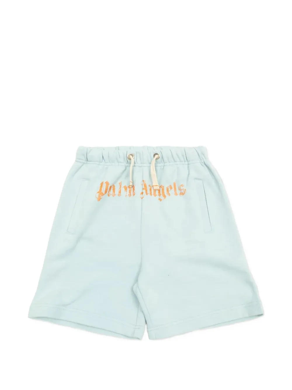 Palm Angels Kids logo-print drawstring shorts - Blau