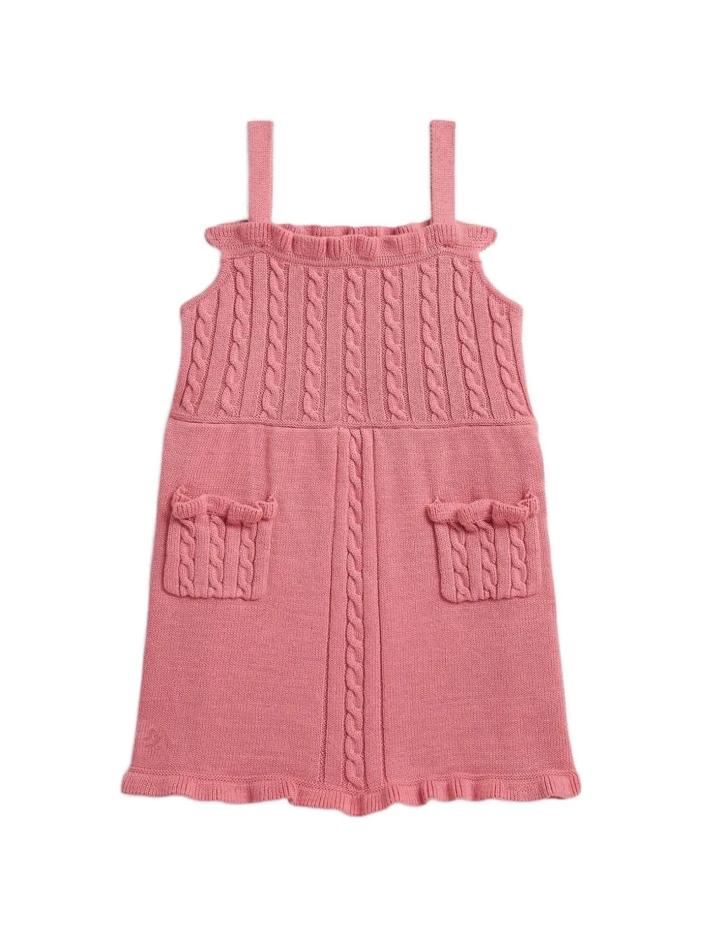 POLO RALPH LAUREN KIDS cable-knit ruffled dress Roze