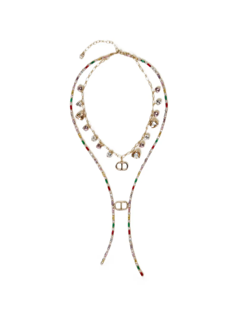 TWINSET logo-charm rhinestone-embellished necklace - Gold