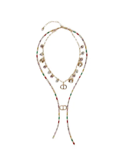 TWINSET logo-charm rhinestone-embellished necklace