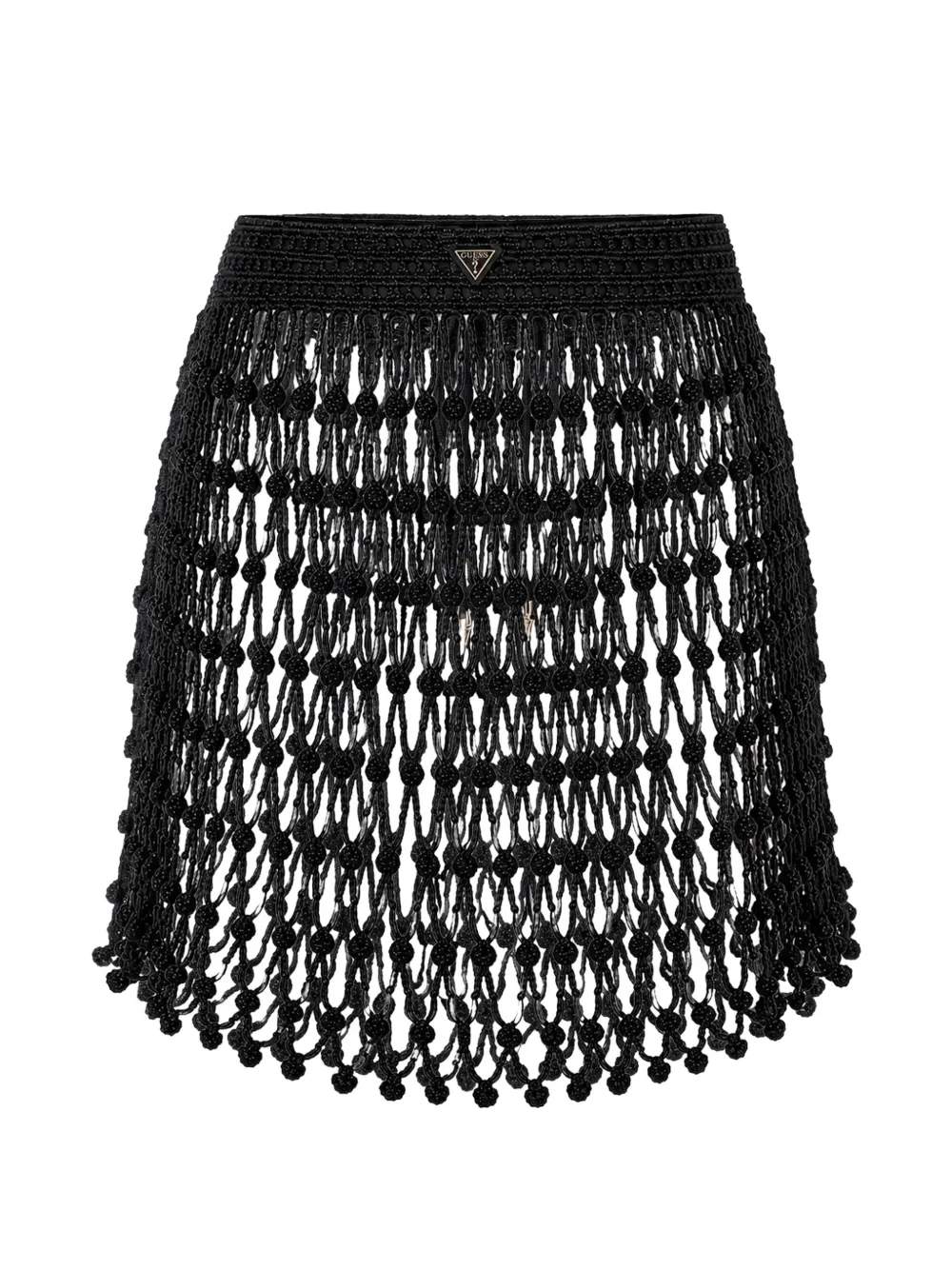 GUESS USA crochet-knit fringed skirt