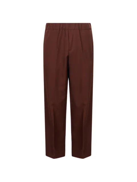 Costumein elasticated-waistband pressed-crease trousers