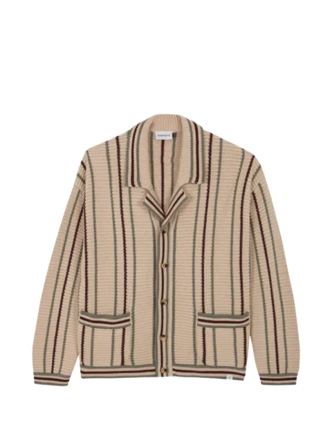 NOWADAYS vertical-stripe notched-collar cardigan