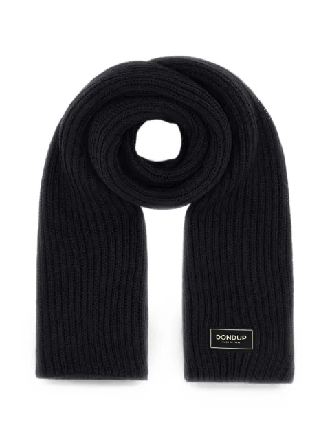 DONDUP ribbed-knit logo-patch scarf