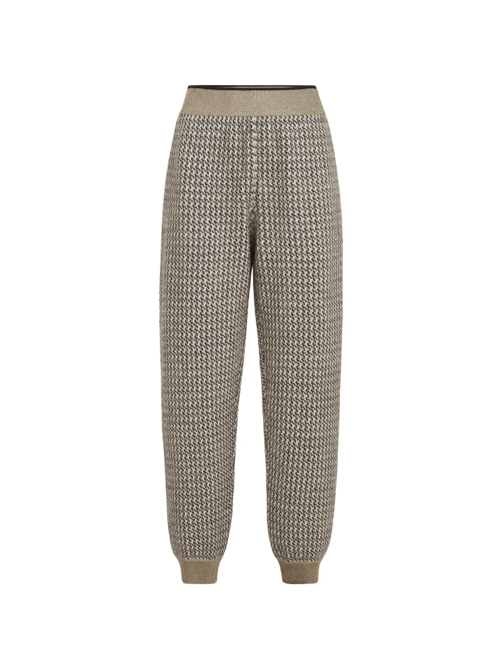 Brunello Cucinelli Pantaloni sportivi in maglia pied-de-poule scintillante di mohair, lana vergine e cashmere - Toni neutri