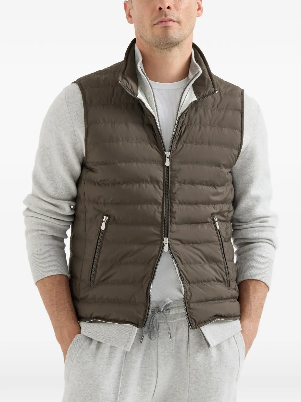 Brunello Cucinelli Gewatteerde bodywarmer Bruin