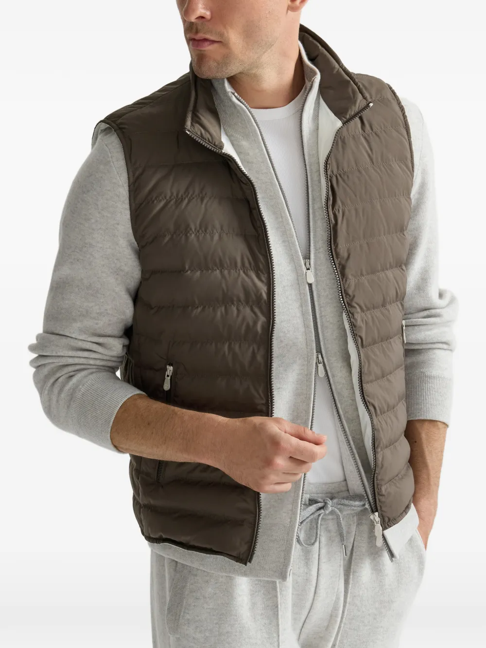 Brunello Cucinelli Gewatteerde bodywarmer Bruin