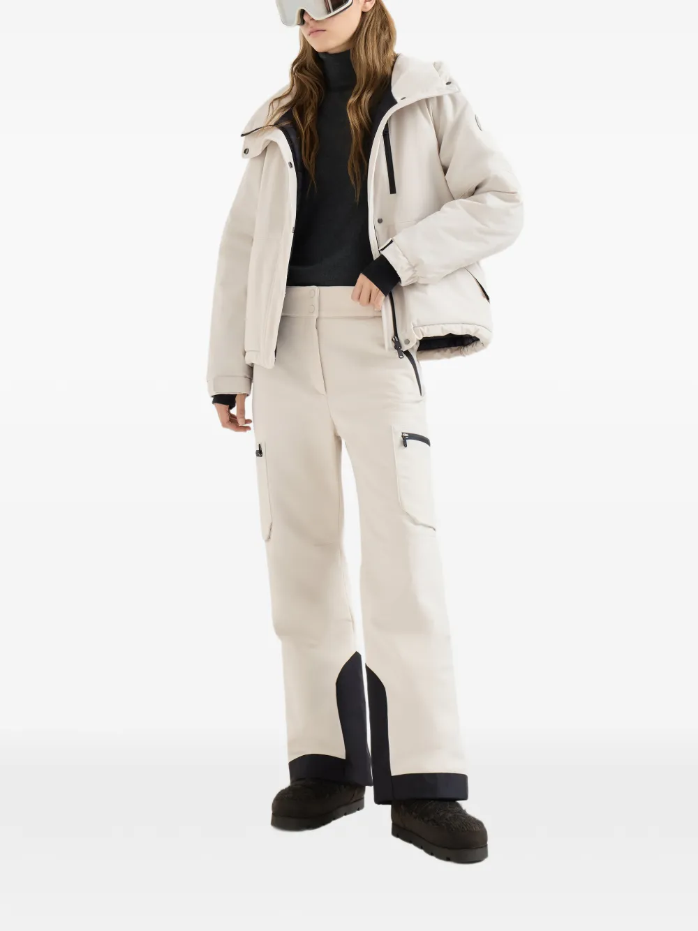Brunello Cucinelli Bergjack van gelamineerde technostof met capuchon en Thermore-vulling Beige