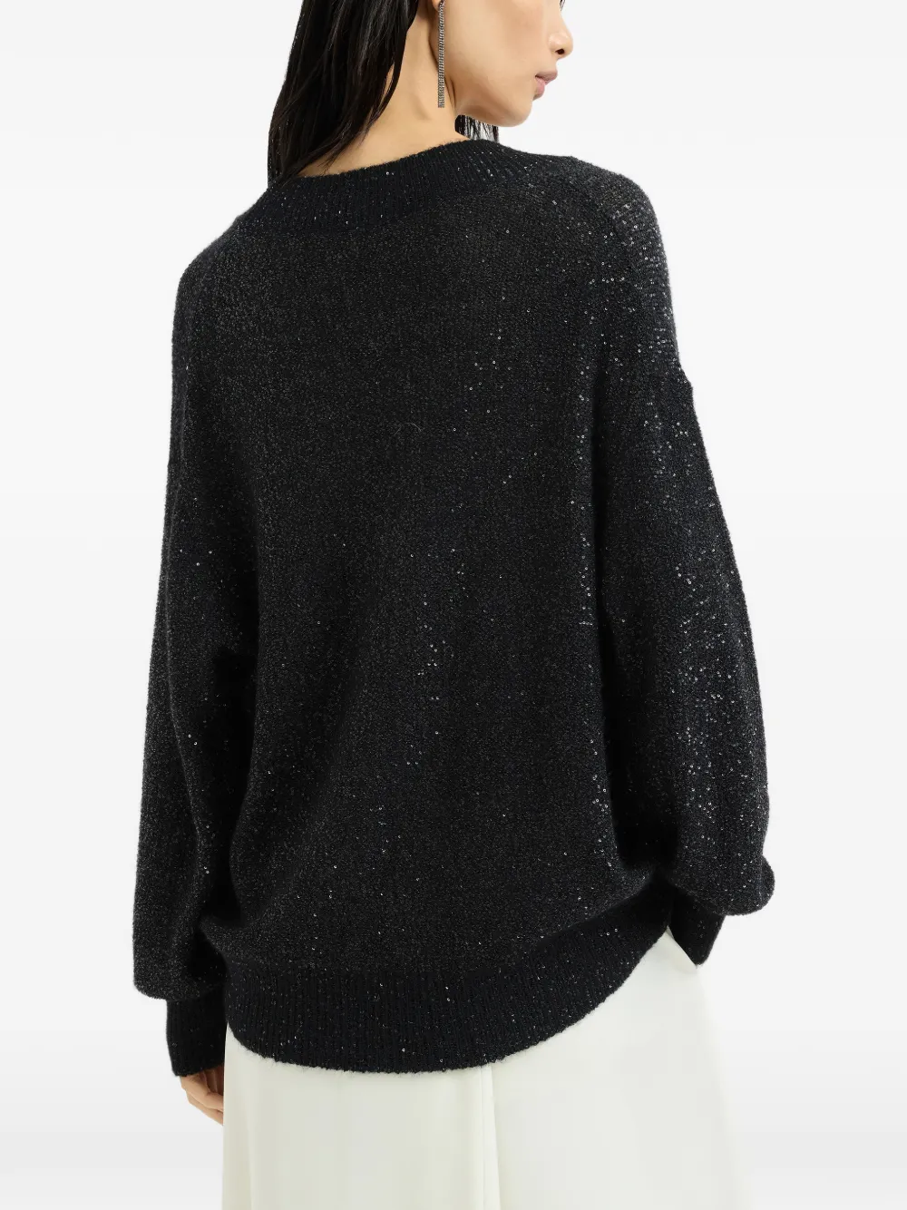 Brunello Cucinelli Trui van mohair en wol met glanzende textuur Zwart