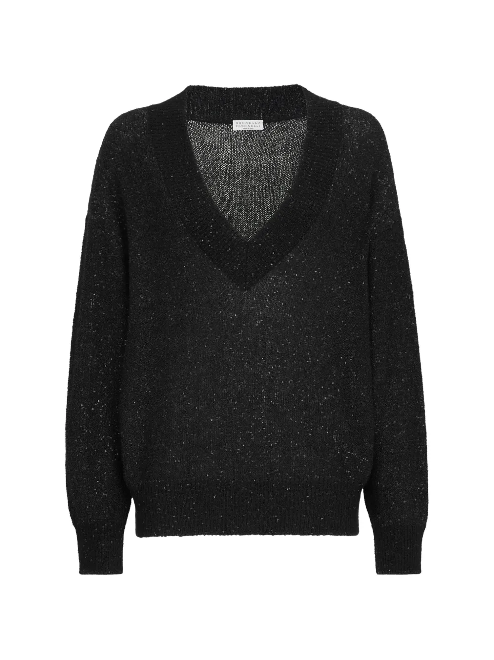 Brunello Cucinelli mohair and wool dazzling texture sweater - Black