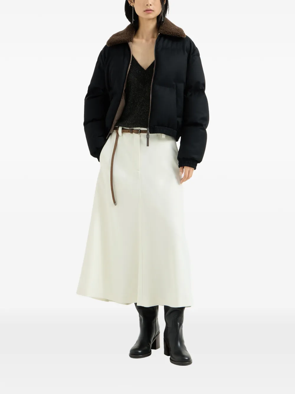 Brunello Cucinelli Trui van mohair en wol met glanzende textuur Zwart
