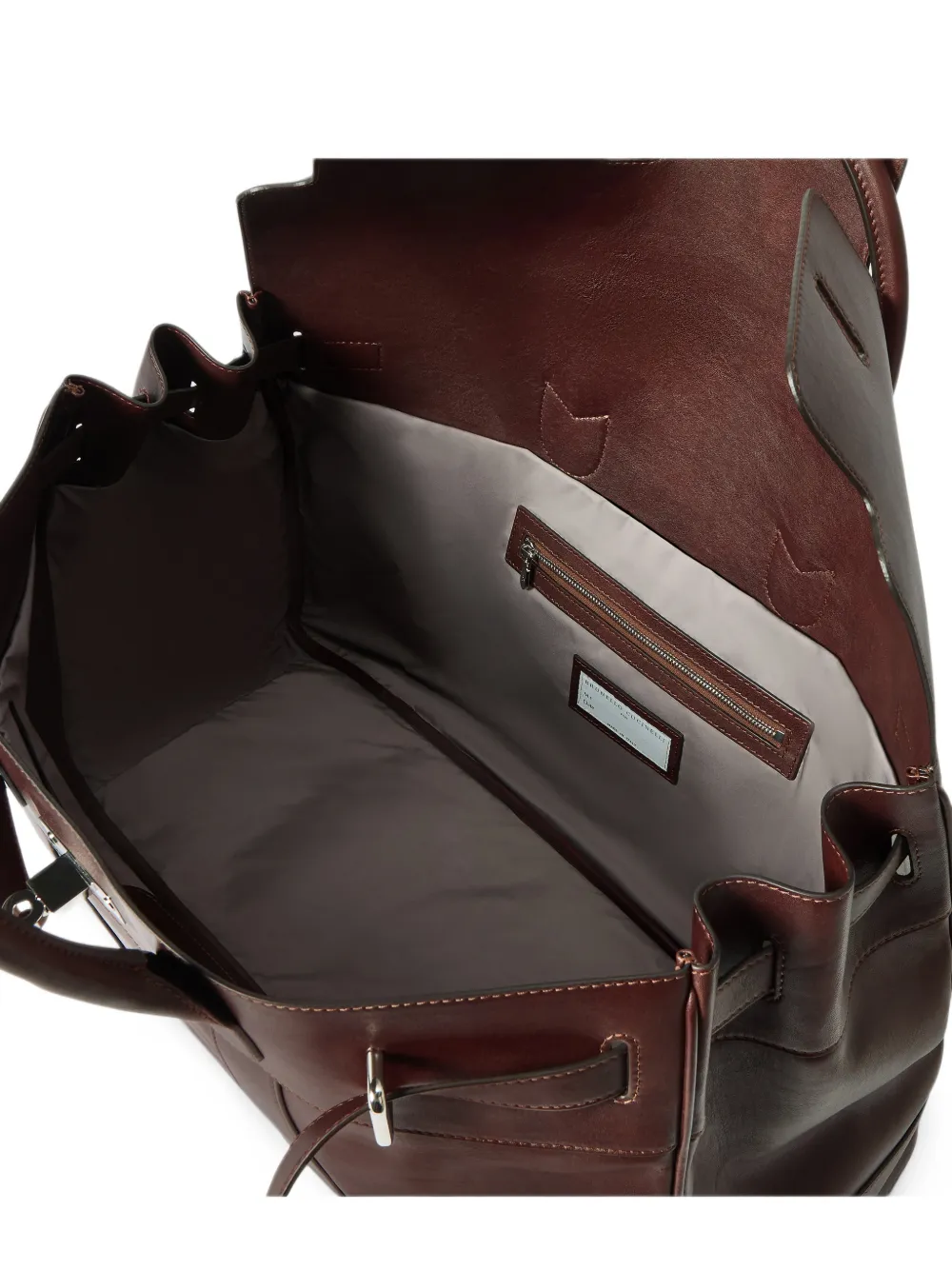 Brunello Cucinelli calfskin country bag Bruin