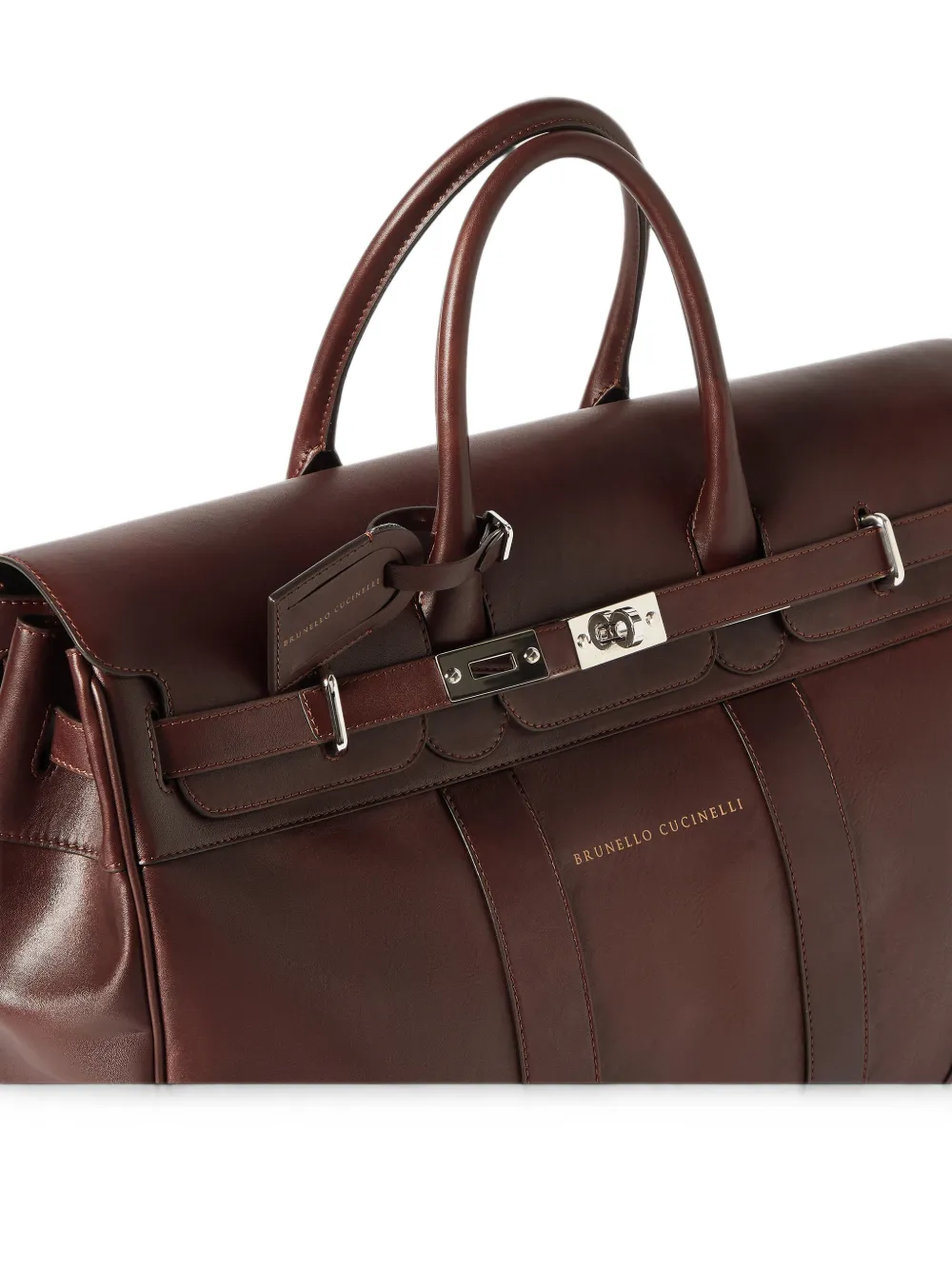 Brunello Cucinelli calfskin country bag Bruin