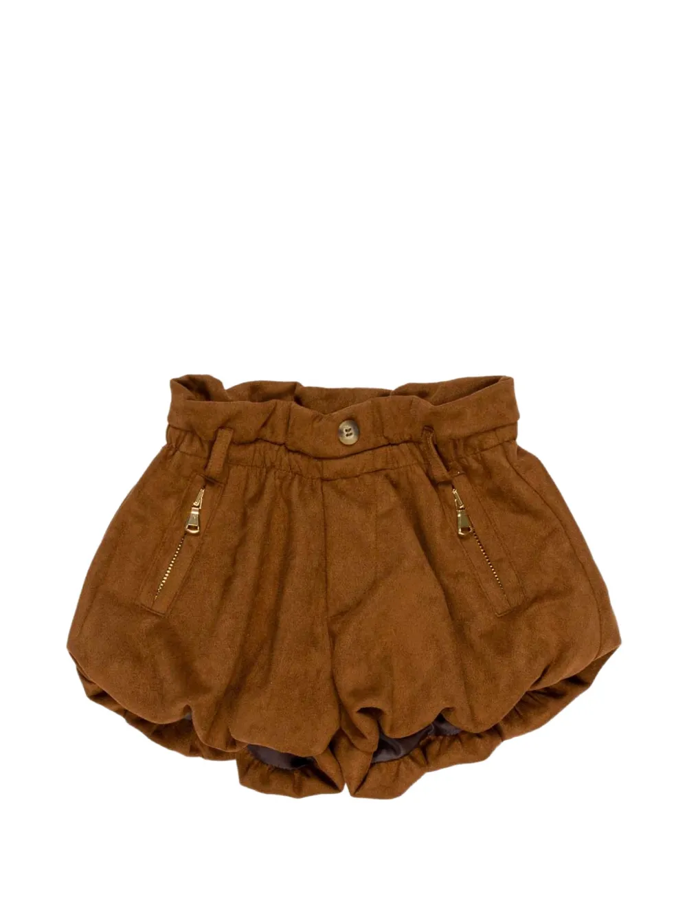 Miss Grant Kids zip-pocket puff shorts - Marrone