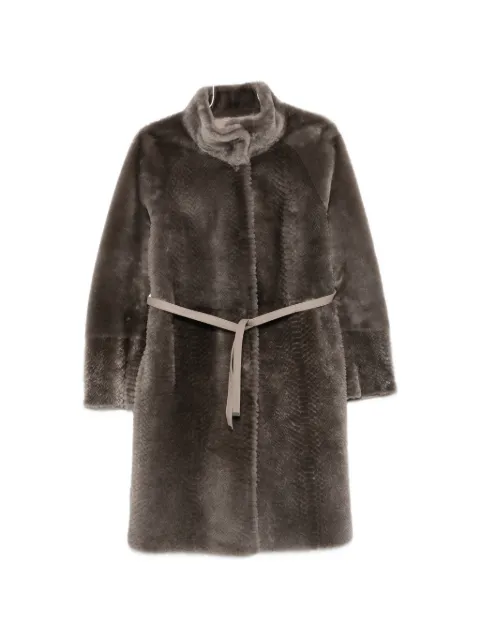 Suprema x Eraldo belted snake-effect coat