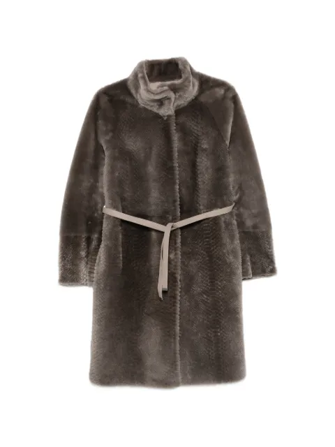 Suprema x Eraldo belted snake-effect coat
