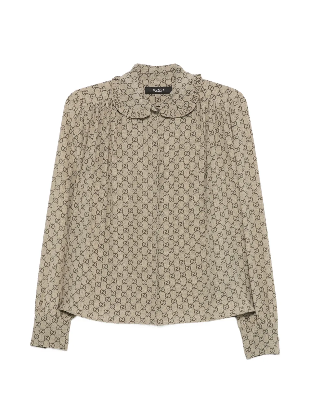 Gucci GG Supreme ruffled shirt - Nude