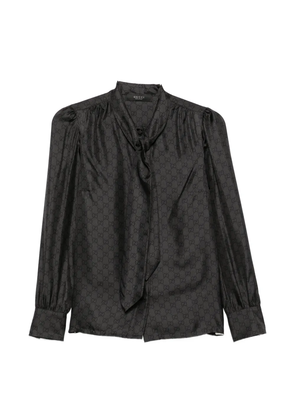 Gucci GG-pattern pussy-bow-collar blouse - Schwarz