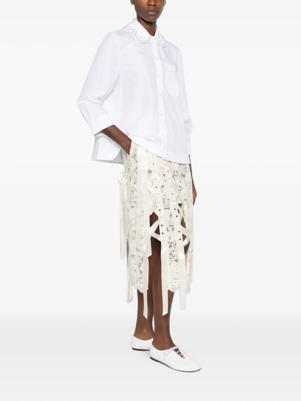 Simone Rocha Blouse met verfraaide kraag Wit