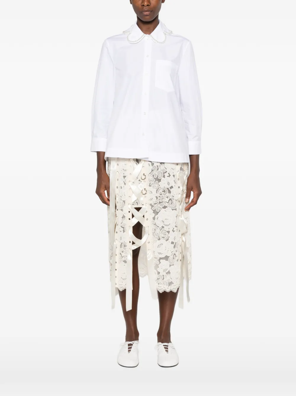 Simone Rocha Blouse met verfraaide kraag Wit