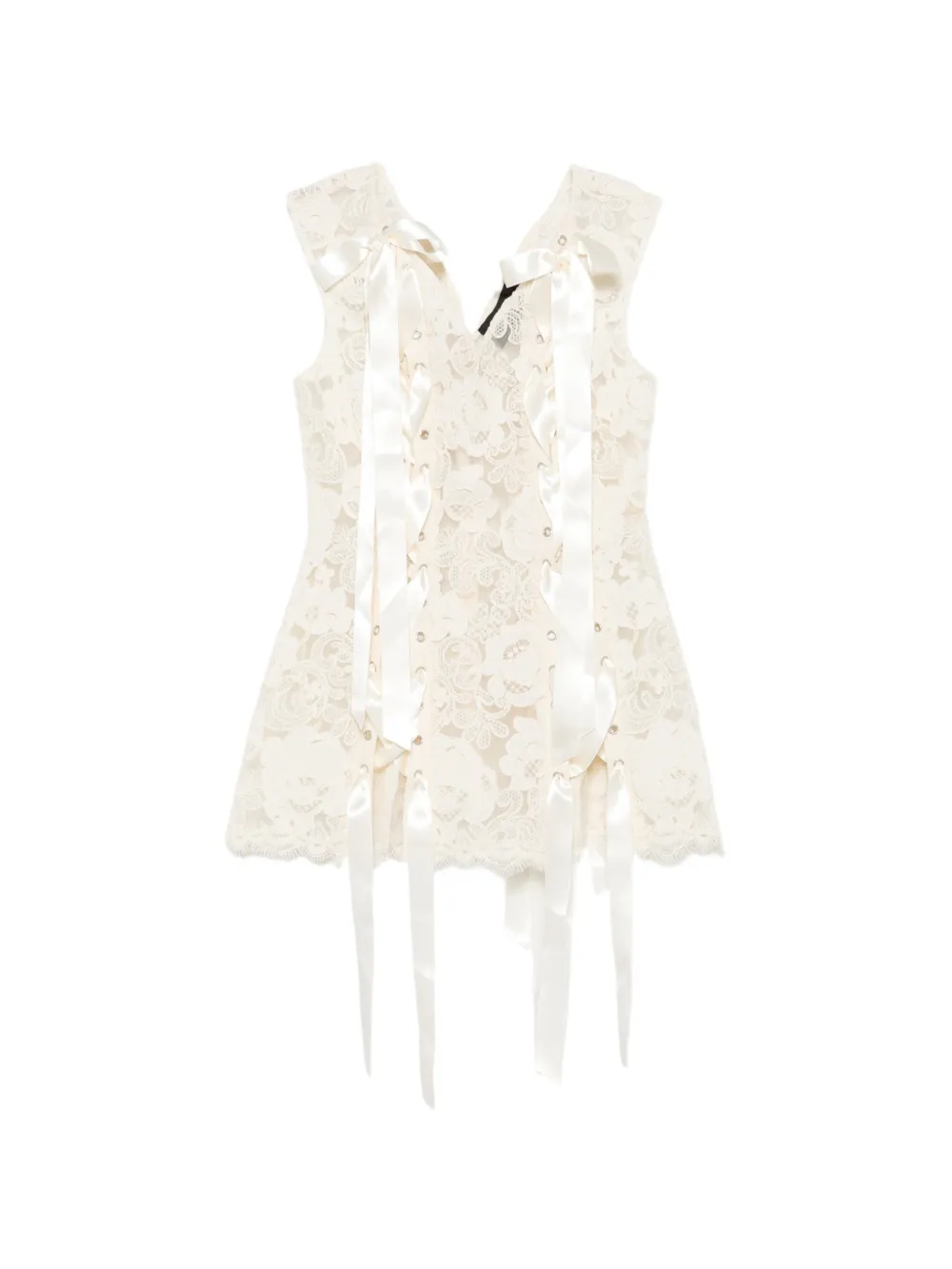 Simone Rocha Heavy lace-overlay lace-up top - Toni neutri