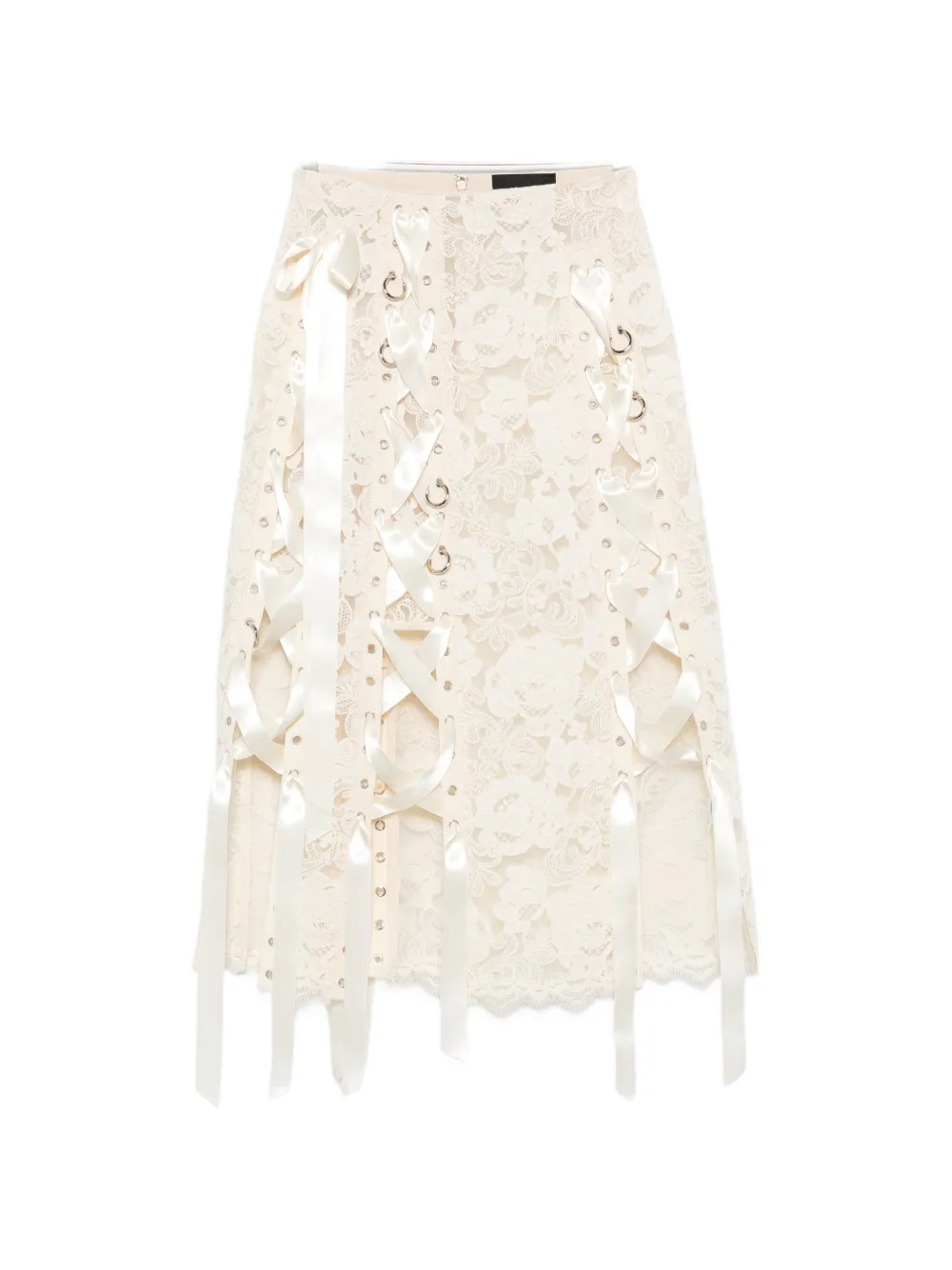 Simone Rocha lace-up floral-lace midi skirt - Nude