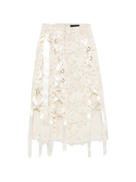 Simone Rocha lace-up floral-lace midi skirt