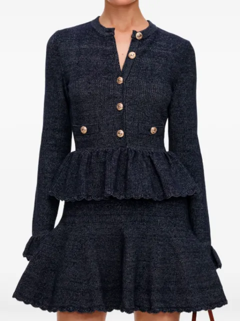 Self-Portrait navy textured-knit mini dress