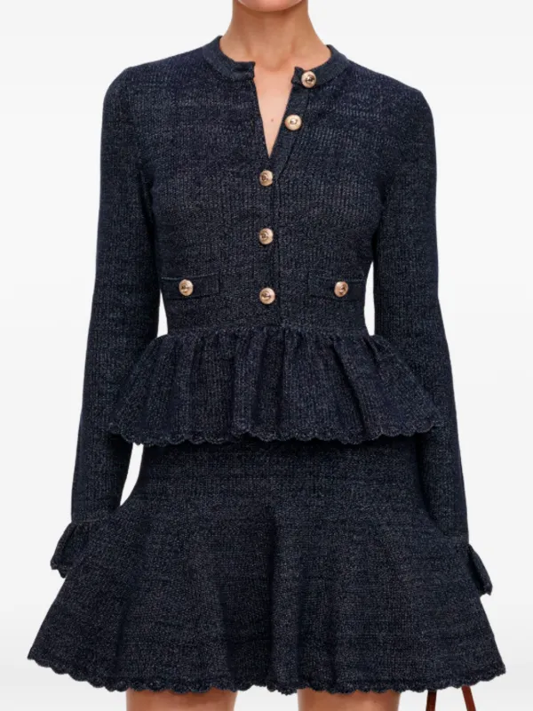 Self Portrait Textured Knit Mini Dress | Blue | Size S
