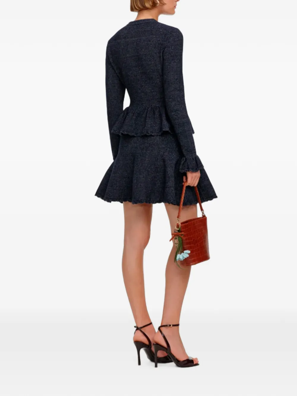Self-Portrait Gebreide mini-jurk met textuur Blauw