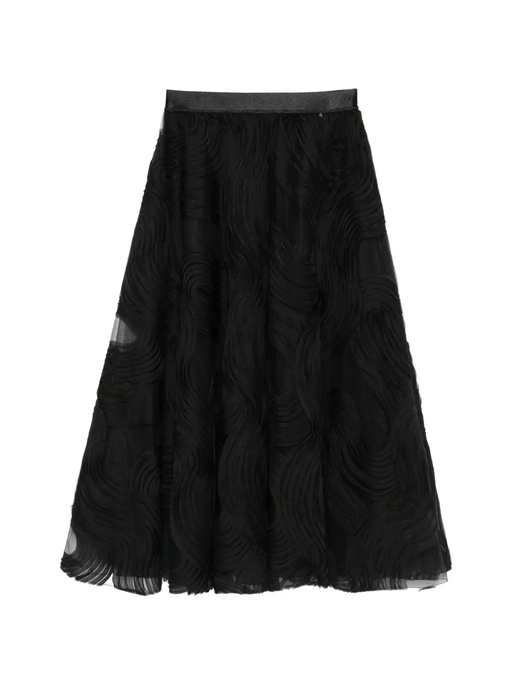 NISSA textured flared midi skirt - Nero