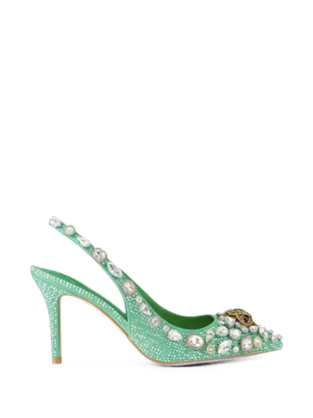 Kurt Geiger London Eagle Head crystal-embellished slingback pumps - Verde