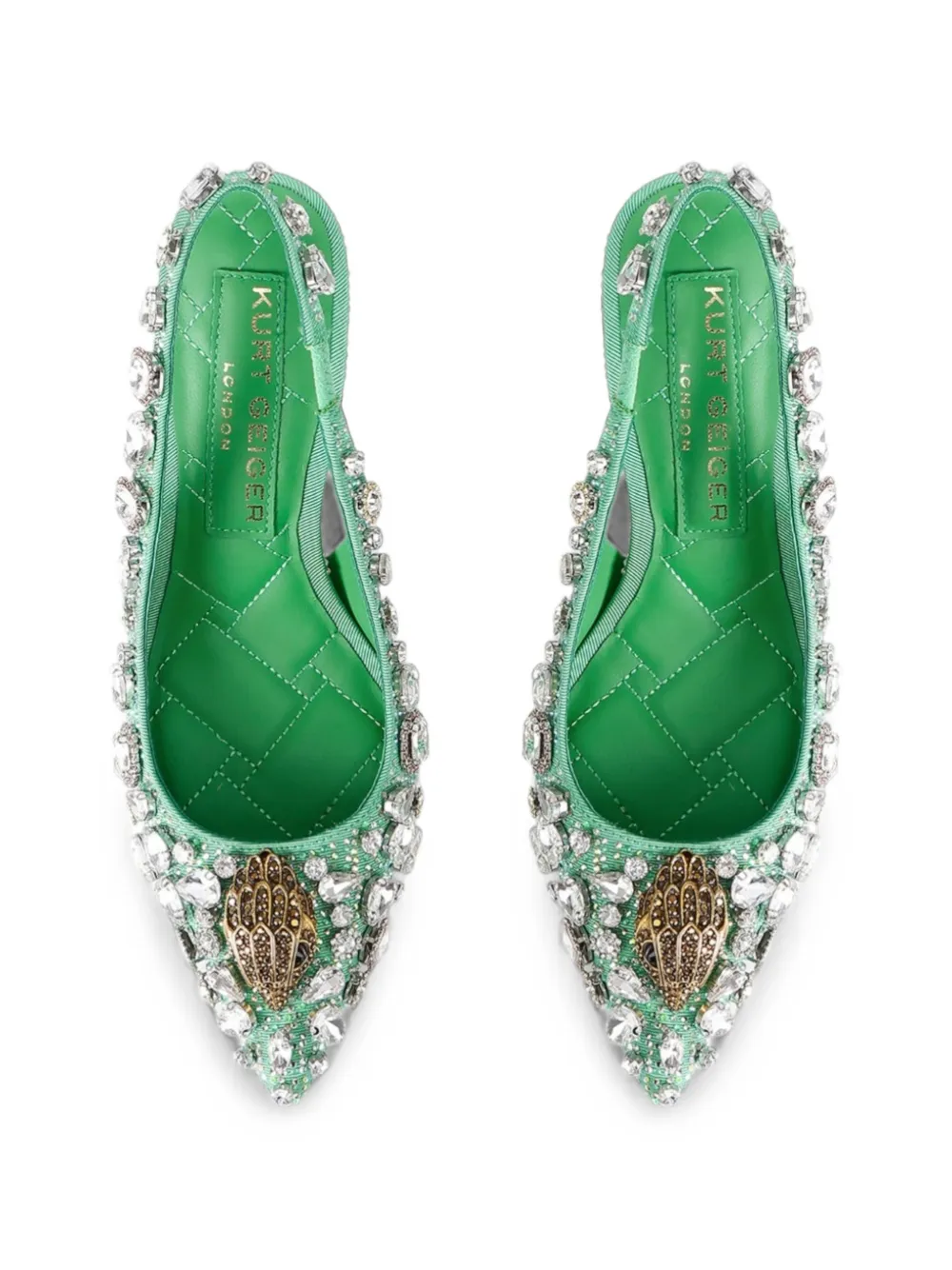 Kurt Geiger London Eagle Head crystal-embellished slingback pumps Groen