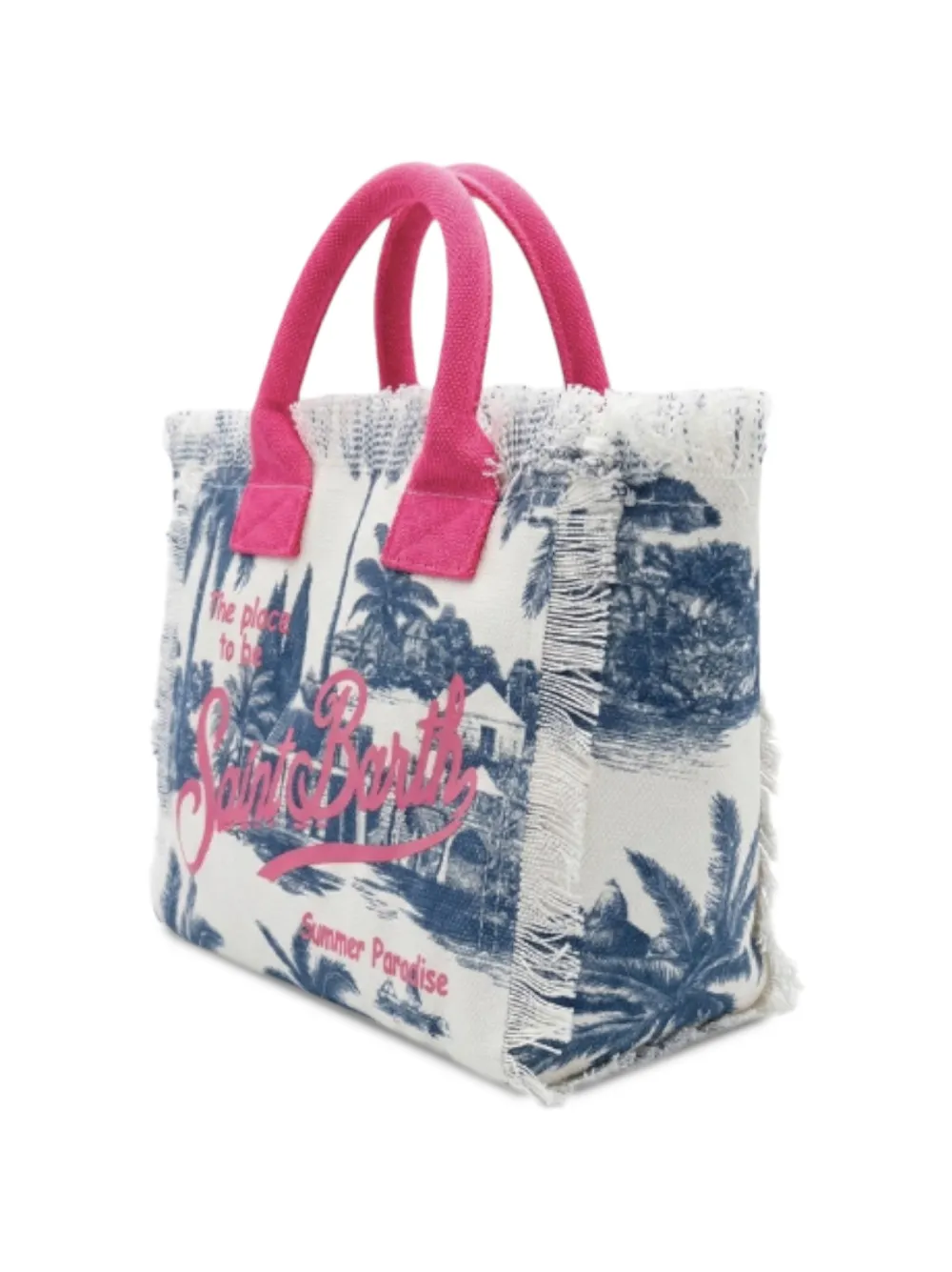 MC2 Saint Barth Colette strandtas met franje en landschaps-print Wit