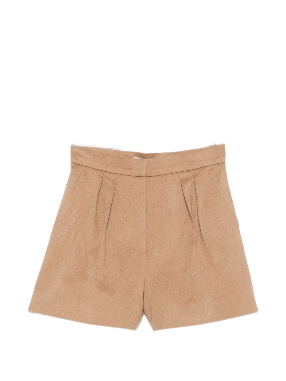 Max Mara Pleated Camel-hair Shorts In 뉴트럴